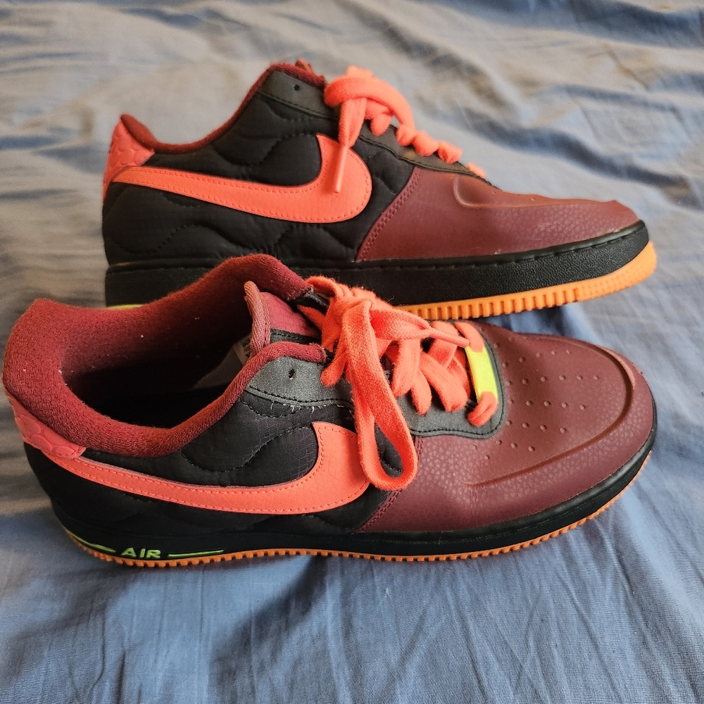 Air force 1 Red Black Burgundy Size Womens 9 Mens 8